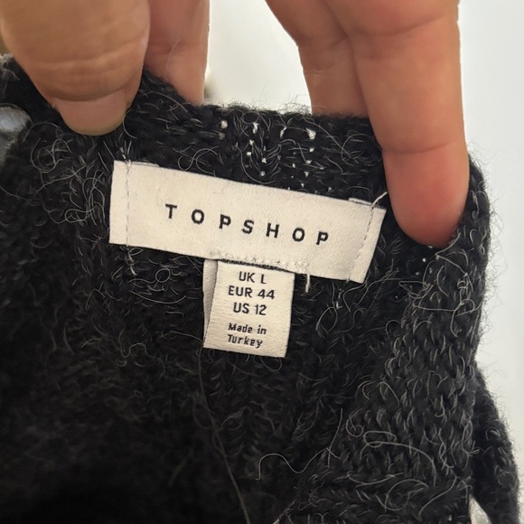 Topshop Charcoal Off-Shoulder Sweater - Picture 2 of 8